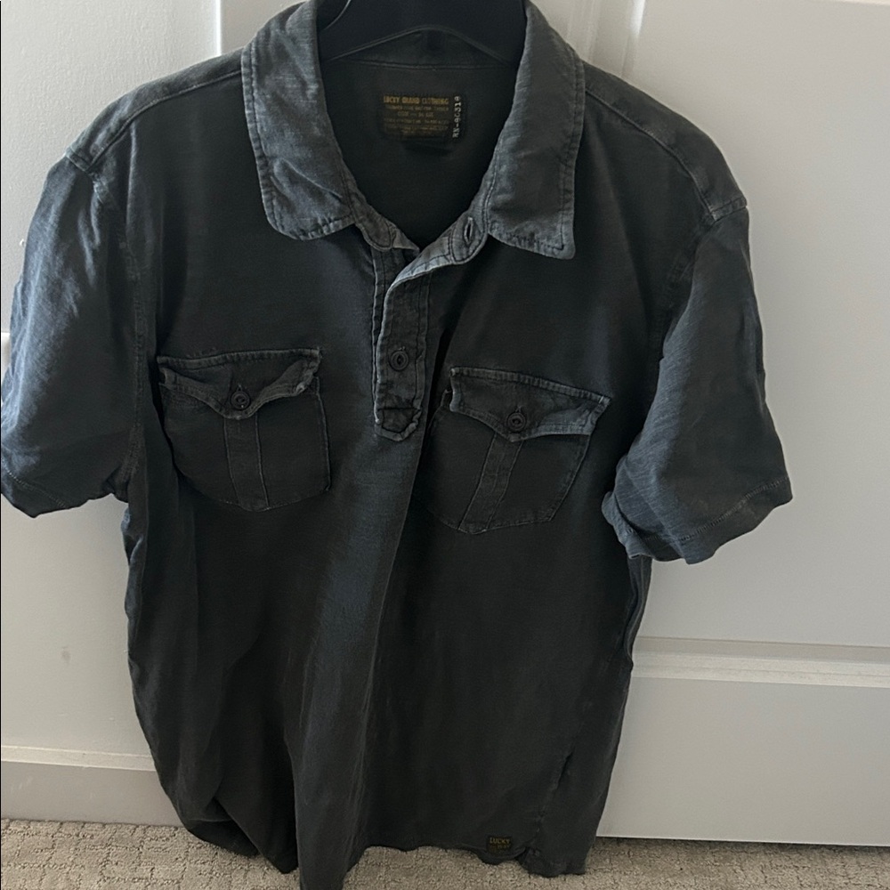 Lucky Brand Charcoal Casual Button-Down Shirt